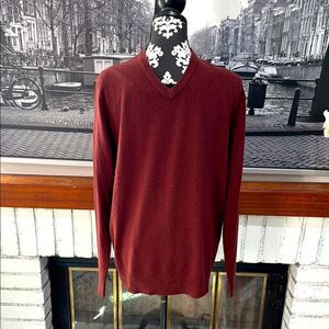 Tricots st Raphael Men's V-Neck Sweater Burgundy Medium Pullover